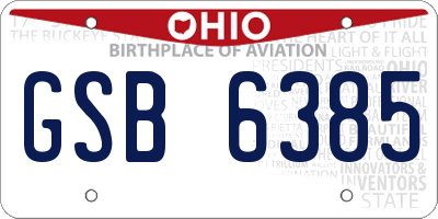 OH license plate GSB6385