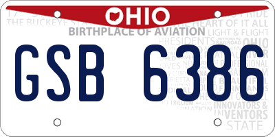 OH license plate GSB6386