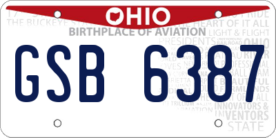 OH license plate GSB6387