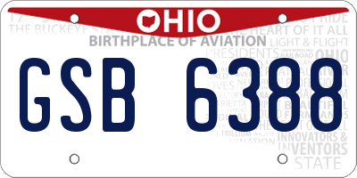 OH license plate GSB6388