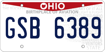 OH license plate GSB6389