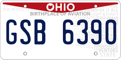 OH license plate GSB6390