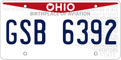 OH license plate GSB6392