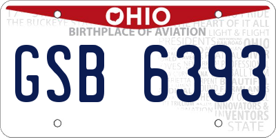 OH license plate GSB6393