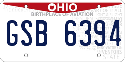 OH license plate GSB6394