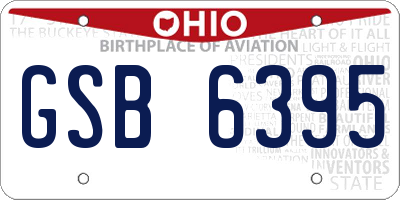 OH license plate GSB6395