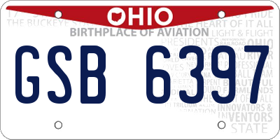 OH license plate GSB6397