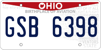 OH license plate GSB6398