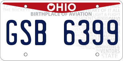 OH license plate GSB6399