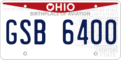 OH license plate GSB6400