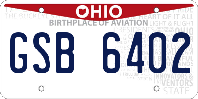 OH license plate GSB6402