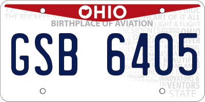 OH license plate GSB6405