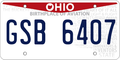 OH license plate GSB6407