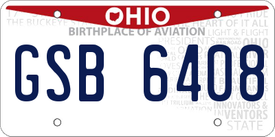 OH license plate GSB6408