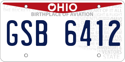 OH license plate GSB6412