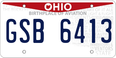 OH license plate GSB6413