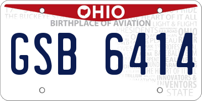 OH license plate GSB6414