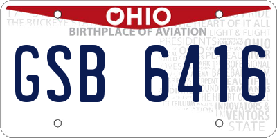 OH license plate GSB6416