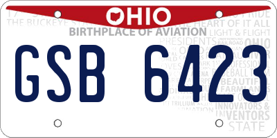 OH license plate GSB6423