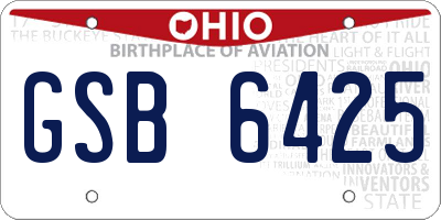 OH license plate GSB6425