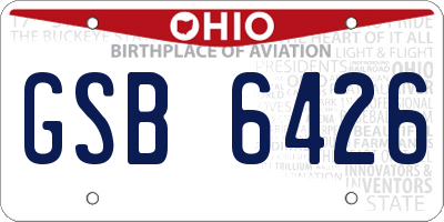 OH license plate GSB6426