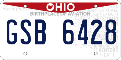 OH license plate GSB6428