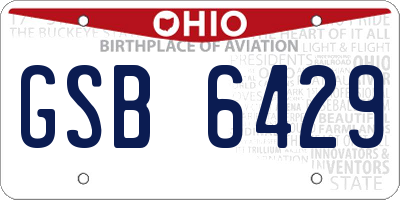 OH license plate GSB6429