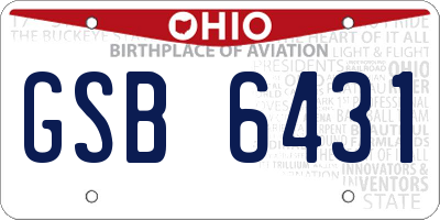 OH license plate GSB6431