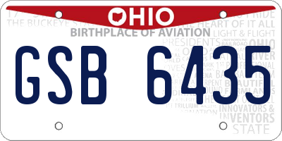 OH license plate GSB6435