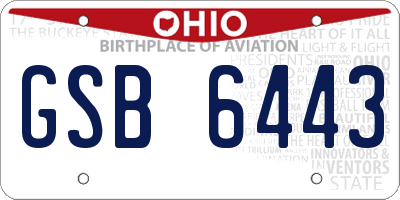 OH license plate GSB6443