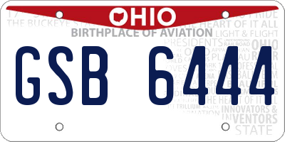 OH license plate GSB6444