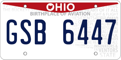 OH license plate GSB6447