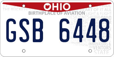 OH license plate GSB6448