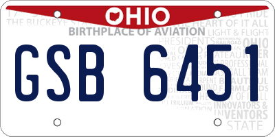 OH license plate GSB6451