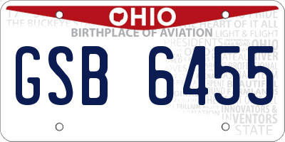 OH license plate GSB6455