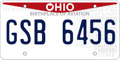 OH license plate GSB6456