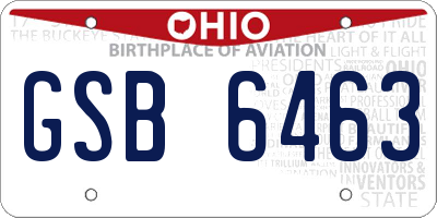 OH license plate GSB6463