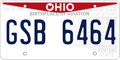 OH license plate GSB6464