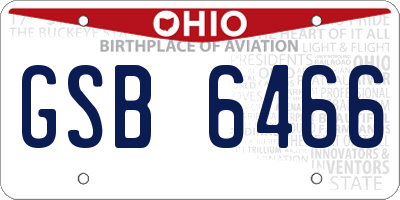 OH license plate GSB6466