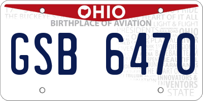 OH license plate GSB6470