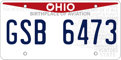 OH license plate GSB6473