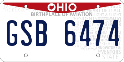 OH license plate GSB6474