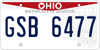 OH license plate GSB6477