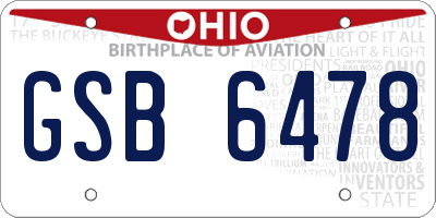 OH license plate GSB6478