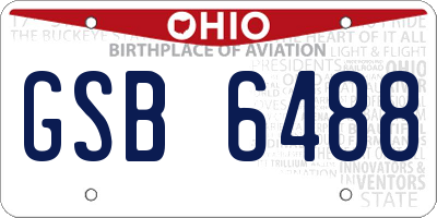 OH license plate GSB6488