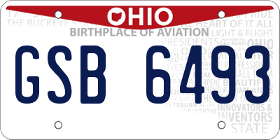 OH license plate GSB6493