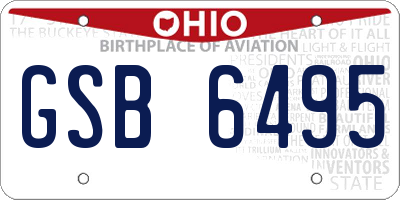 OH license plate GSB6495