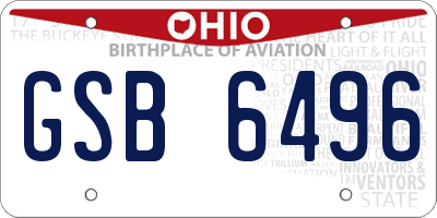 OH license plate GSB6496