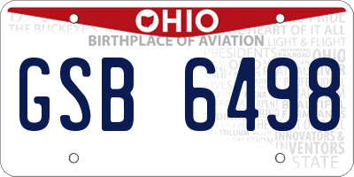 OH license plate GSB6498