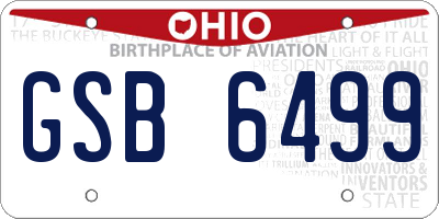 OH license plate GSB6499